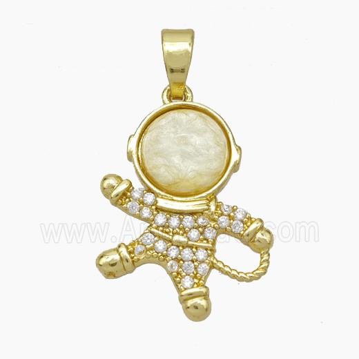 Copper Astronaut Pave Zirconia Acrylic Gold Plated