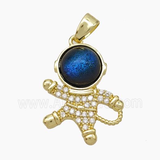 Copper Astronaut Pave Zirconia Acrylic Gold Plated