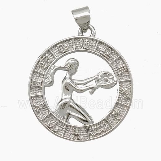 Copper Virgo Pendant Zodiac Circle Platinum Plated