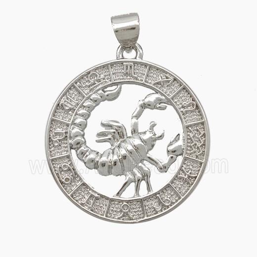 Copper Scorpio Pendant Zodiac Circle Platinum Plated