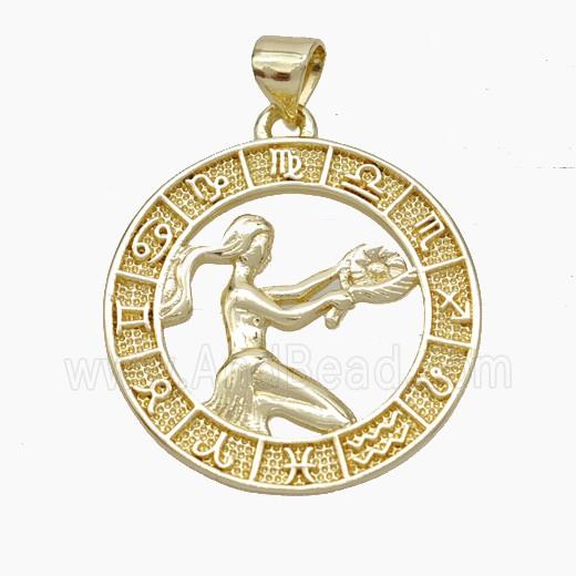 Copper Virgo Pendant Zodiac Circle Gold Plated