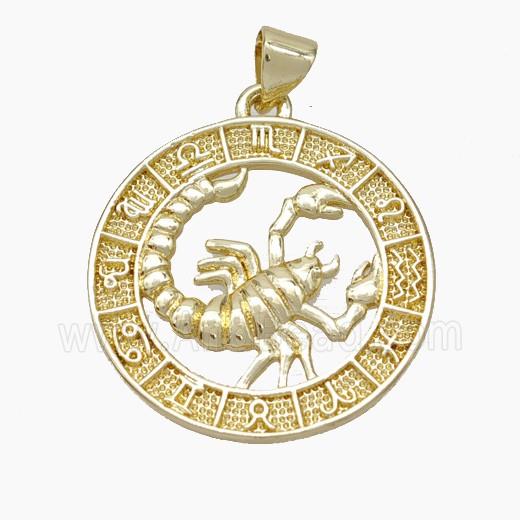 Copper Scorpio Pendant Zodiac Circle Gold Plated