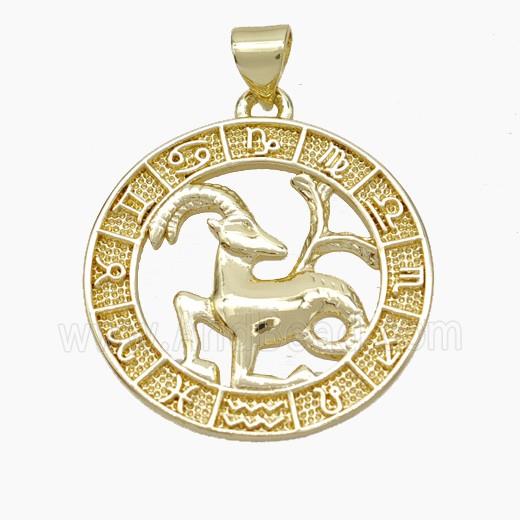 Copper Capricorn Pendant Zodiac Circle Gold Plated