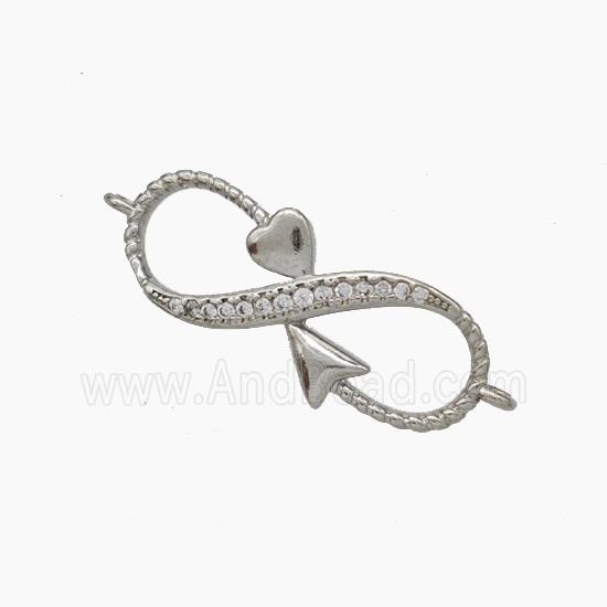 Copper Infinity Connector Pave Zirconia Snake Platinum Plated
