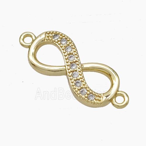 Copper Infinity Connector Pave Zirconia Gold Plated