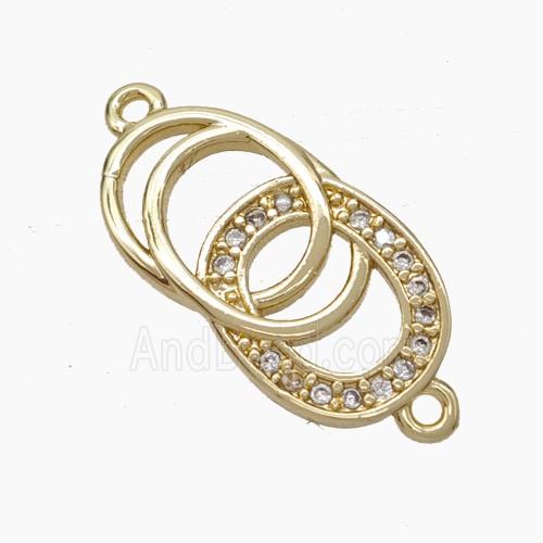 Copper Connector Pave Zirconia Gold Plated