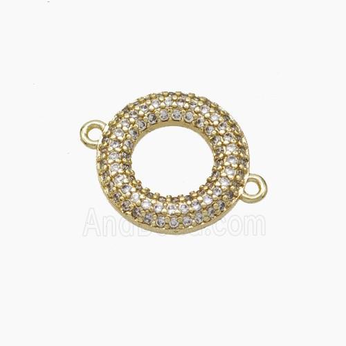 Copper Circle Connector Pave Zirconia Gold Plated