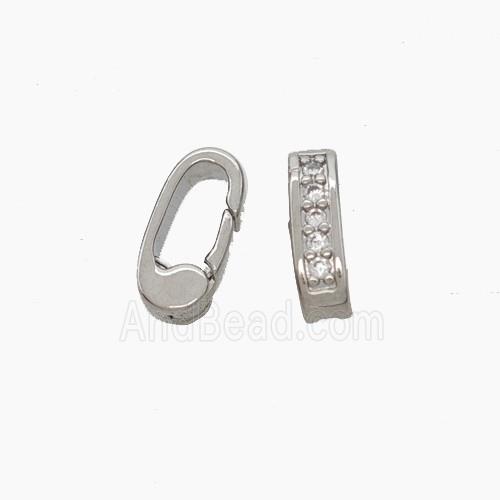 Copper Carabiner Clasp Micropave Zirconia Platinum Plated
