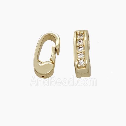 Copper Carabiner Clasp Micropave Zirconia Gold Plated