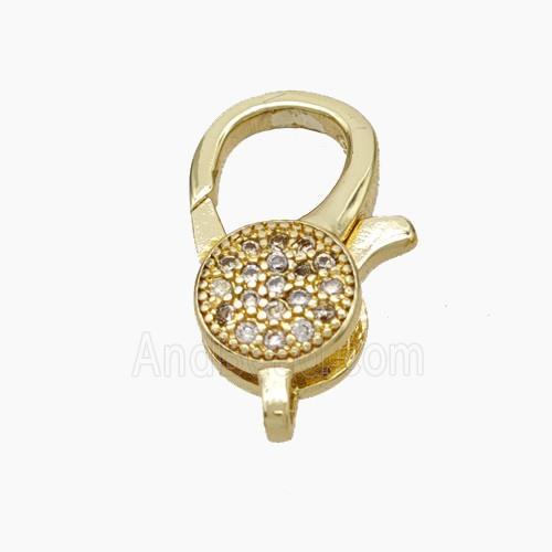 Copper Lobster Clasp Micropave Zirconia Gold Plated