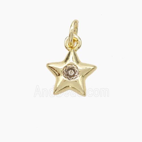Copper Star Pendant Pave Zirconia Gold Plated
