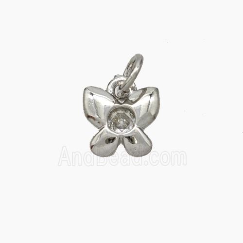 Copper Butterfly Pendant Pave Zirconia Platinum Plated