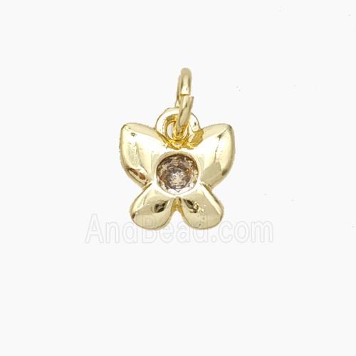 Copper Butterfly Pendant Pave Zirconia Gold Plated