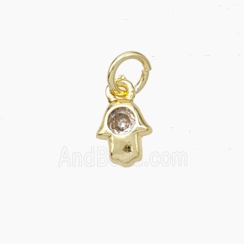 Copper Hamsahand Pendant Pave Zirconia Gold Plated