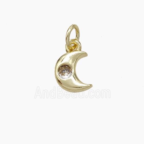 Copper Moon Pendant Pave Zirconia Gold Plated