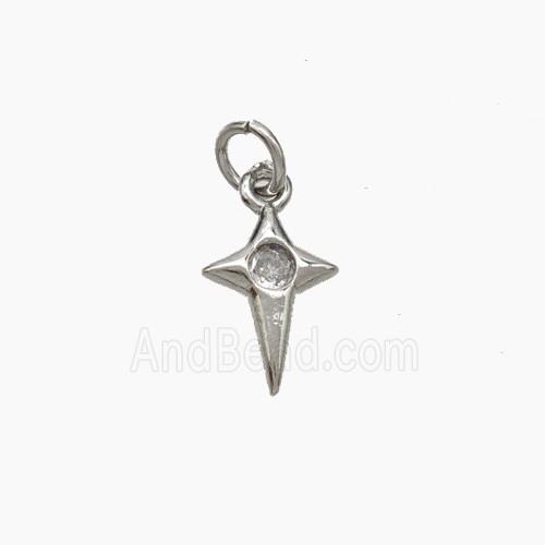 Copper Northstar Pendant Pave Zirconia Platinum Plated