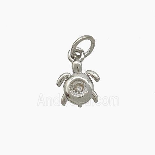 Copper Tortoise Pendant Pave Zirconia Platinum Plated