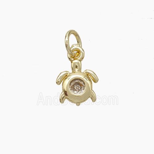 Copper Tortoise Pendant Pave Zirconia Gold Plated
