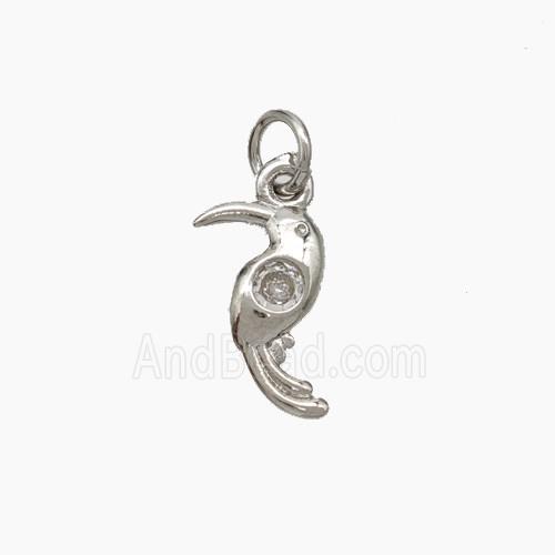 Copper Birds Pendant Pave Zirconia Platinum Plated