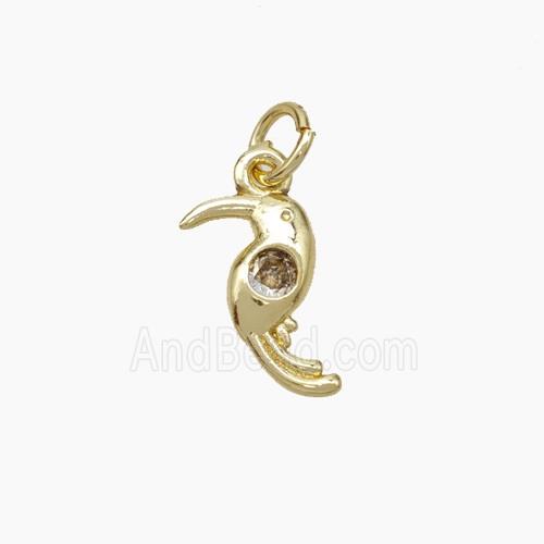 Copper Birds Pendant Pave Zirconia Gold Plated