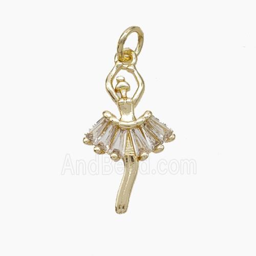 Copper Dancer Girls Pendant Pave Zirconia Gold Plated
