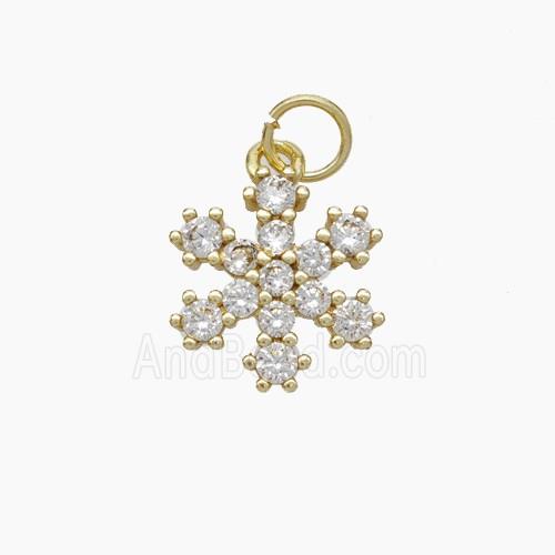 Copper Snowflake Pendant Pave Zirconia Gold Plated
