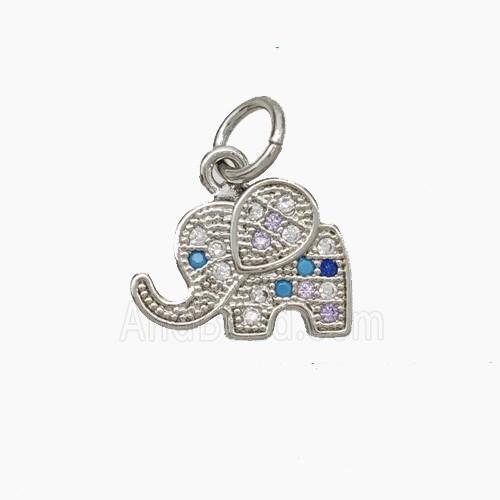 Copper Elephant Pendant Micropave Zirconia Platinum Plated
