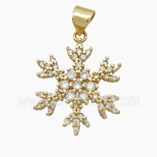 Copper Snowflake Pendant Pave Zirconia Gold Plated