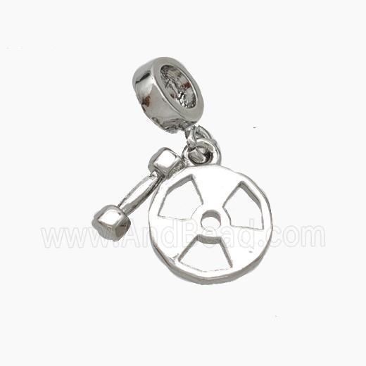 Copper Dumbbell And Fitness Gym Charms Pendant Sports Platinum Plated