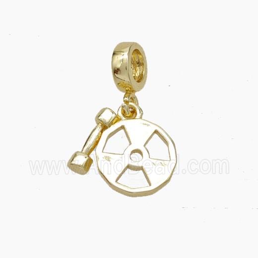 Copper Dumbbell And Fitness Gym Charms Pendant Sports Gold Plated