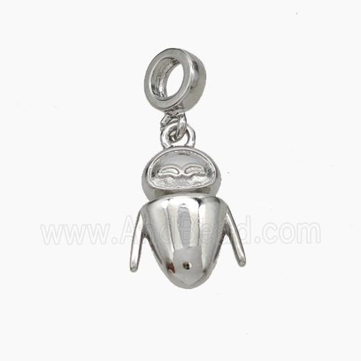 Copper Cockroach Pendant Platinum Plated