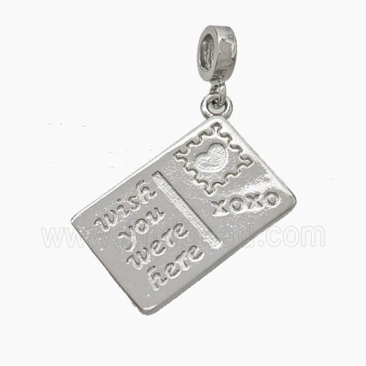 Postcard Charms Copper Pendant Platinum Plated
