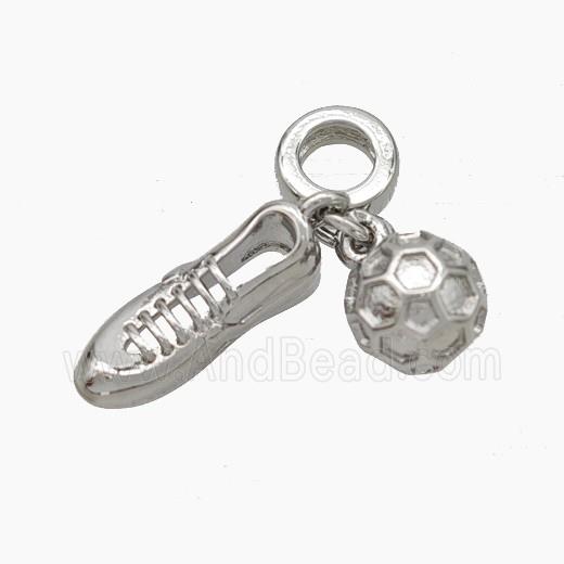 Football And Shoes Charms Copper Sports Pendant Platinum Plated