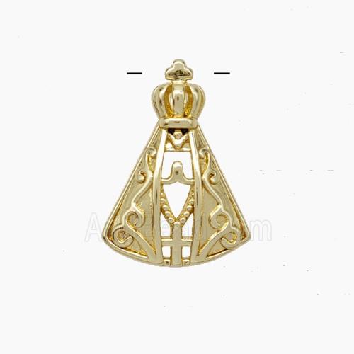 Catholic Cross Crown Charms Copper Pendant Gold Plated