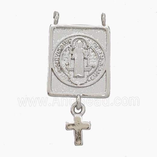 Jesus Charms Copper Pendant 2loops Cross Platinum Plated