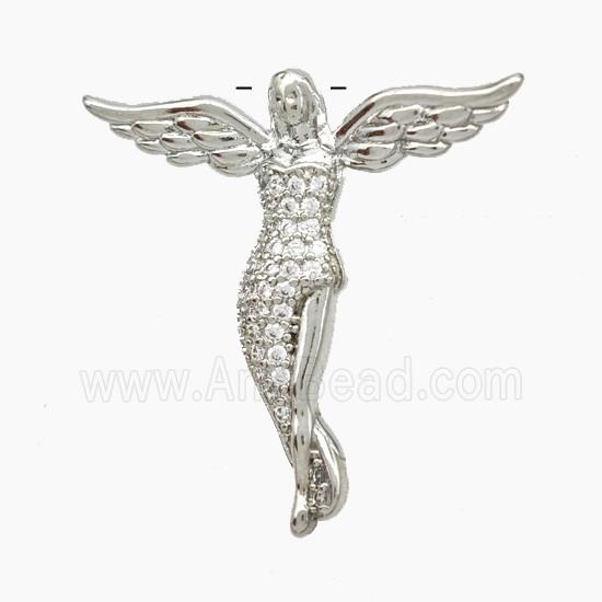 Angelwing Charms Copper Pendant Pave Zirconia Engelsrufer Platinum Plated