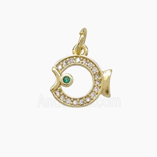 Copper Fish Pendnat Pave Zirconia Gold Plated
