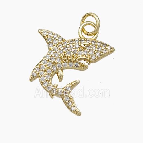 Copper Shark Pendant Pave Zirconia Gold Plated