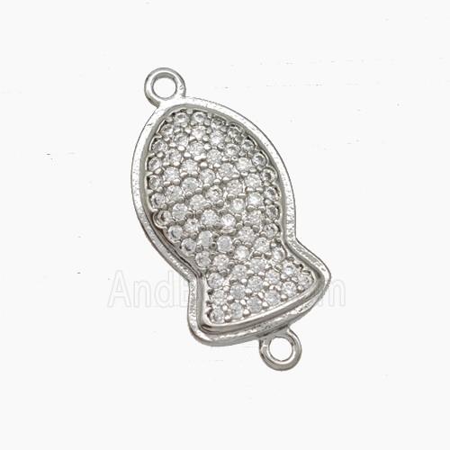 Copper Fish Connector Pave Zirconia Platinum Plated