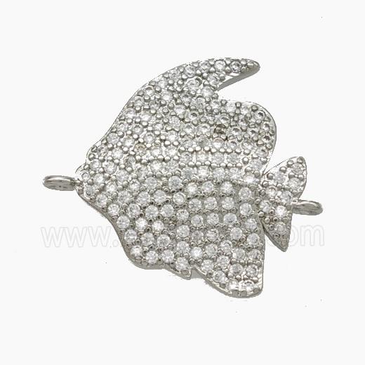 Copper Fish Connector Pave Zirconia Platinum Plated