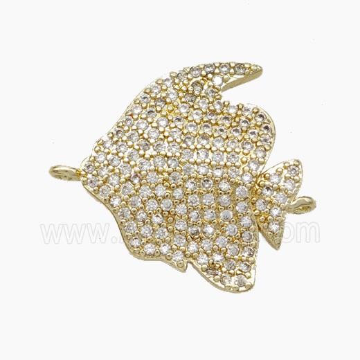Copper Fish Connector Pave Zirconia Gold Plated