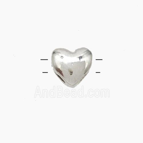 Copper Heart Beads With 2holes Platinum Plated