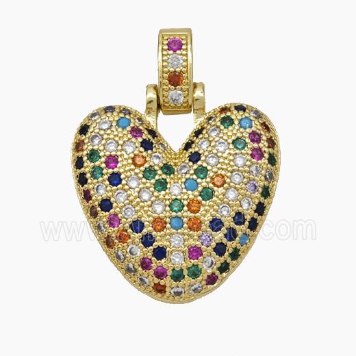 Copper Heart Pendant Pave Zirconia Gold Plated