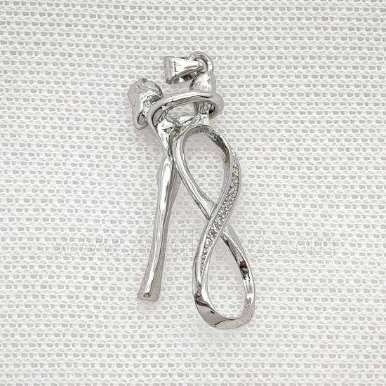 Copper Dancer Girls Pendant Pave Zirconia Infinity Platinum Plated