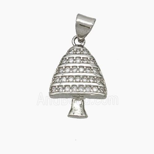 Christmas Tree Copper Pendant Pave Zirconia Platinum Plated