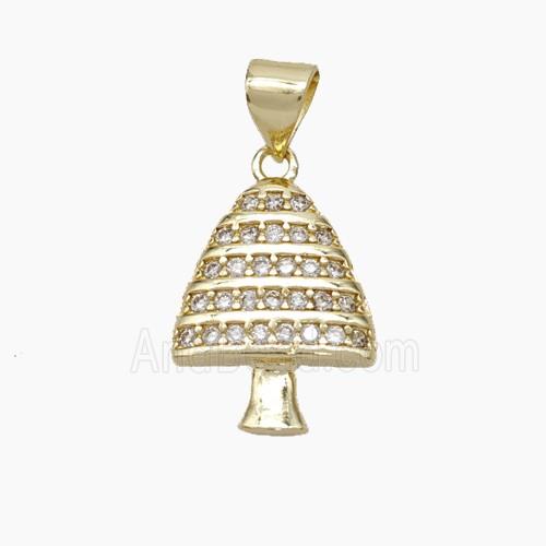 Christmas Tree Copper Pendant Pave Zirconia Gold Plated