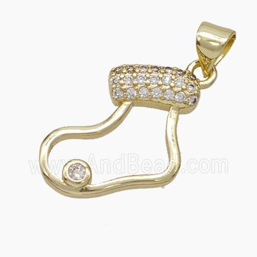 Christmas Stocking Copper Pendant Pave Zirconia Gold Plated
