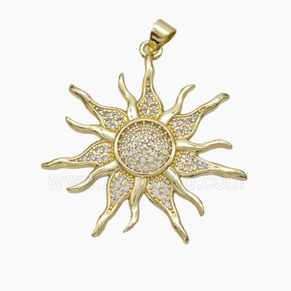 Copper Sun Pendant Micropave Zirconia Gold Plated