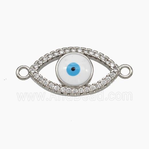 Copper Evil Eye Connector Pave Zirconia Enamel Platinum Plated