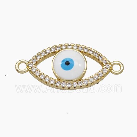 Copper Evil Eye Connector Pave Zirconia Enamel Gold Plated